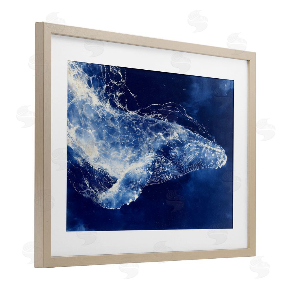 Chromatic Storm Studio Whale in Motion Brown Framed Print Under Glass with White Mat Wall Art
