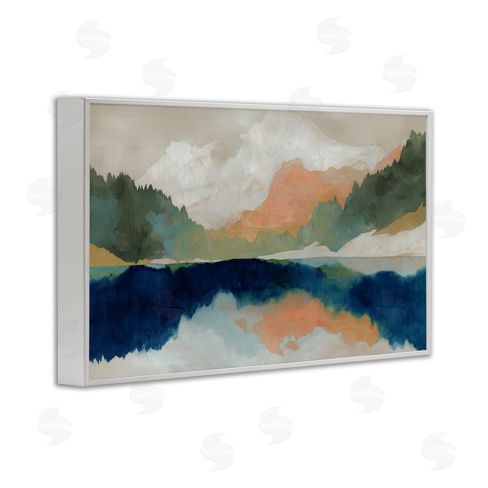 Chromatic Storm Studio Alpine Autumn Lake Reflection White Framed Giclee Wall Art Print