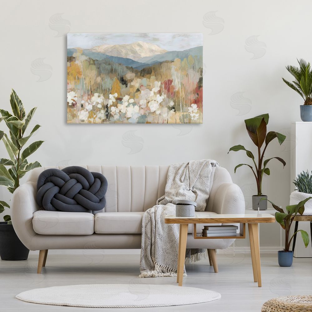 Chromatic Storm Studio Autumn Mountain Meadow Stretched Canvas Wall Art Print in Room