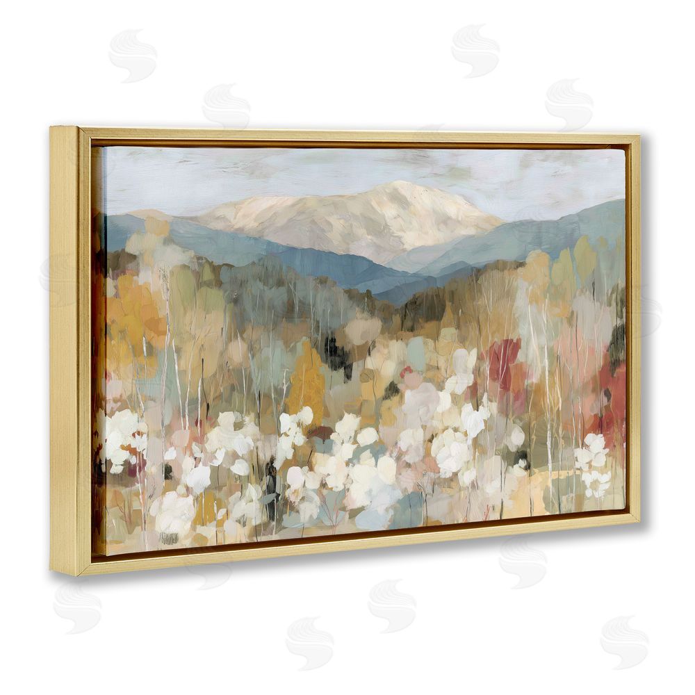 Chromatic Storm Studio Autumn Mountain Meadow Gold Floating Frame Stretched Canvas Wall Art Print
