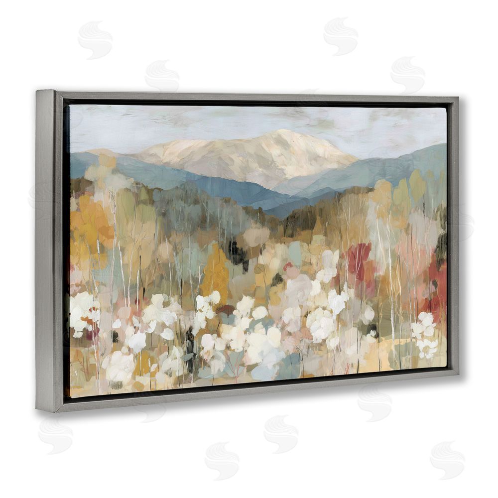 Chromatic Storm Studio Autumn Mountain Meadow Gray Floating Frame Stretched Canvas Wall Art Print