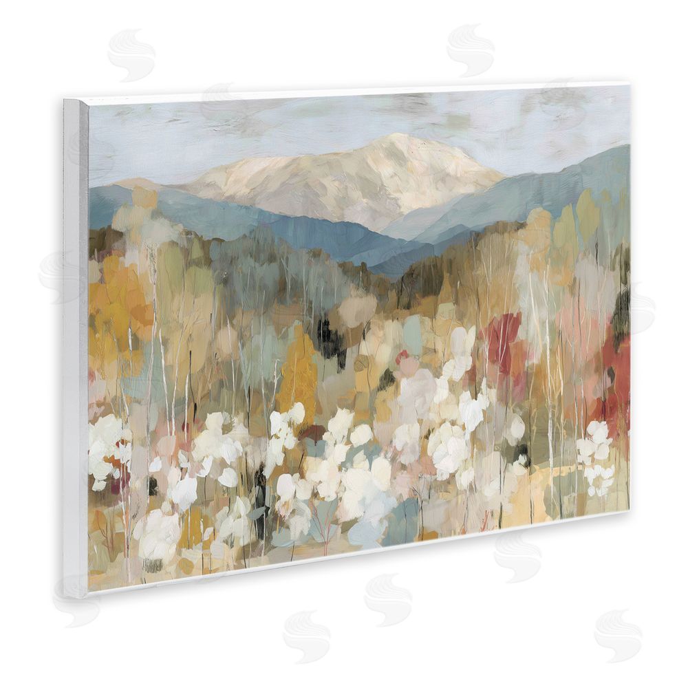 Chromatic Storm Studio Autumn Mountain Meadow Wall Plaque Art Print with White Foil Wrap