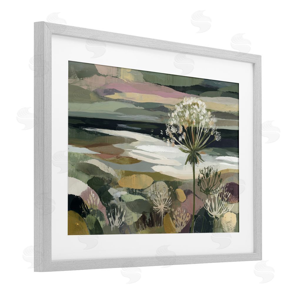 Chromatic Storm Studio Dandelion in Misty Meadow Gray Framed Print Under Glass Wall Art