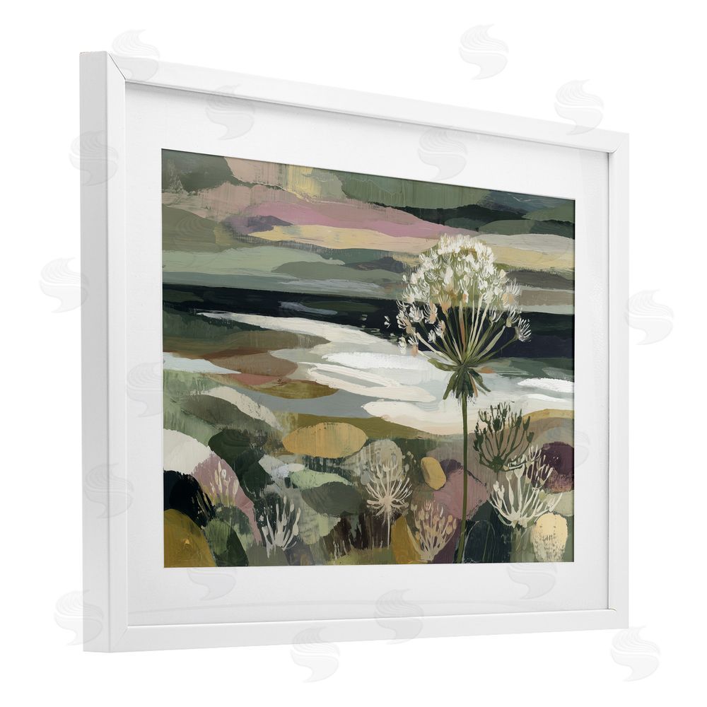 Chromatic Storm Studio Dandelion in Misty Meadow White Framed Print Under Glass Wall Art