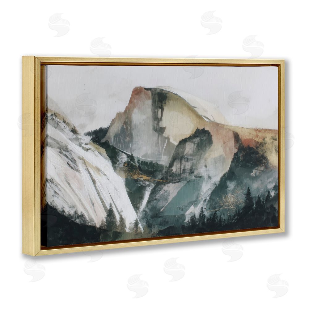 Chromatic Storm Studio Abstract Sierra Nevada Mountain Gold Floating Frame Stretched Canvas Wall Art Print