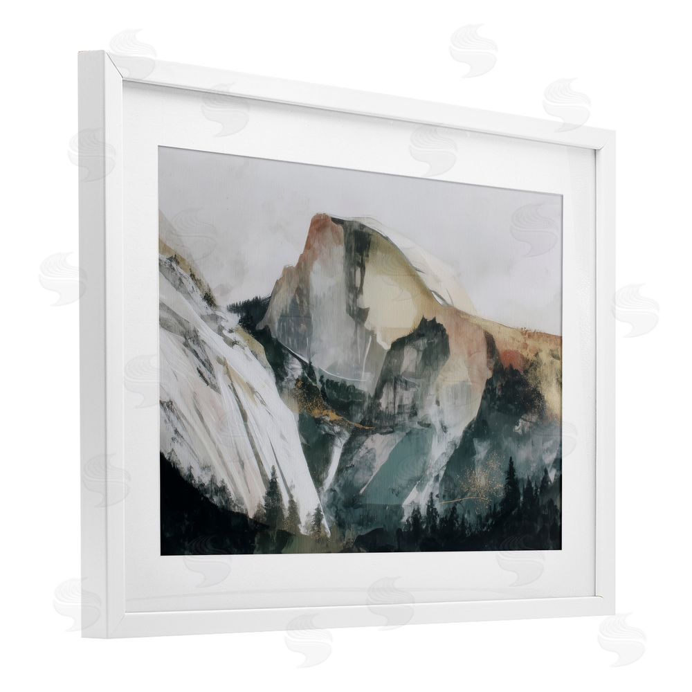 Chromatic Storm Studio Abstract Sierra Nevada Mountain White Framed Print Under Glass with Matting Wall Art