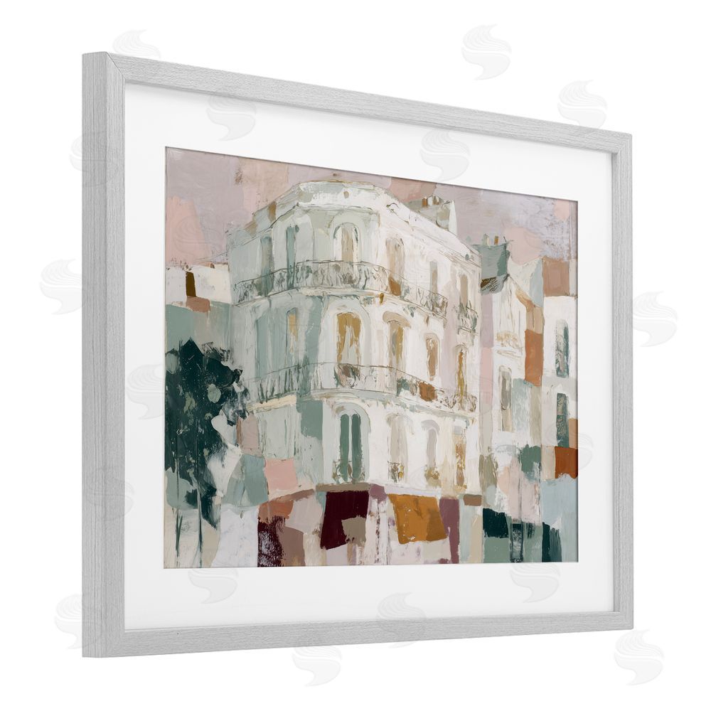 Chromatic Storm Studio Barcelona Street Corner Gray Framed Print Under Glass with Matting Wall Art