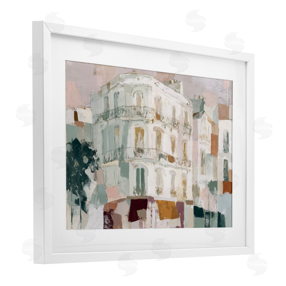 Chromatic Storm Studio Barcelona Street Corner White Framed Print Under Glass with Matting Wall Art
