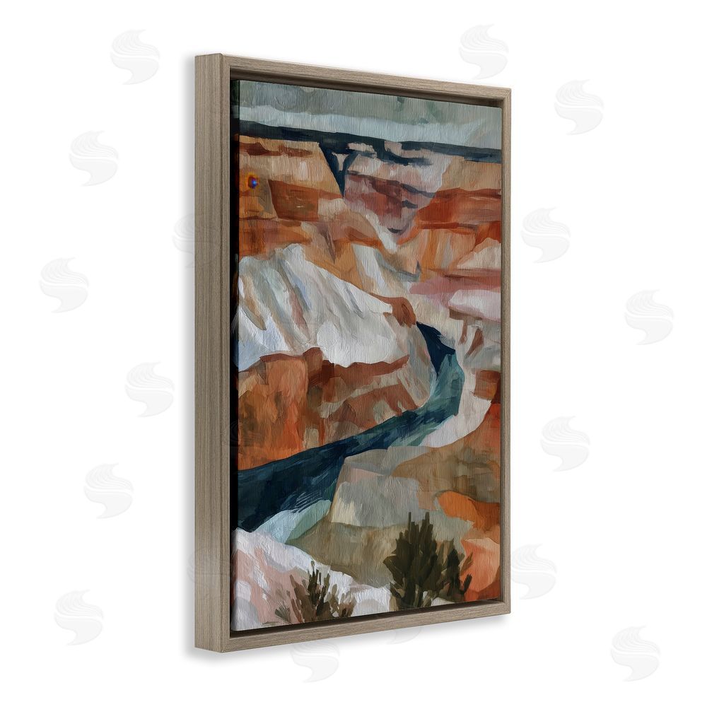 Chromatic Storm Studio Canyon Rim Textures Impression Brown Floating Frame Stretched Canvas Wall Art Print