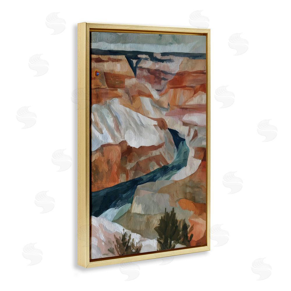 Chromatic Storm Studio Canyon Rim Textures Impression Gold Floating Frame Stretched Canvas Wall Art Print