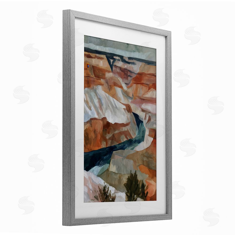 Chromatic Storm Studio Canyon Rim Textures Impression Gray Framed Print Under Glass with Matting Wall Art