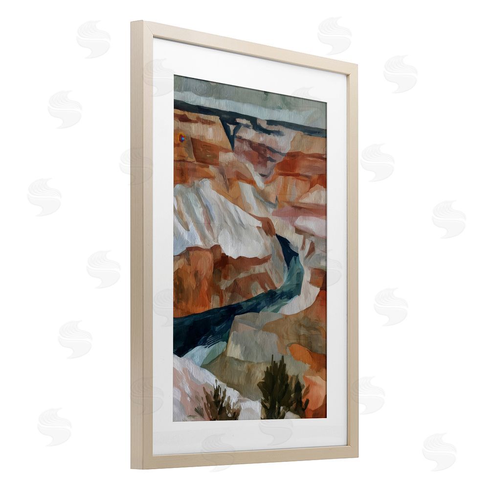Chromatic Storm Studio Canyon Rim Textures Impression Brown Framed Print Under Glass with Matting Wall Art