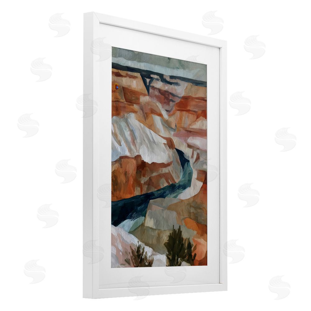 Chromatic Storm Studio Canyon Rim Textures Impression White Framed Print Under Glass with Matting Wall Art