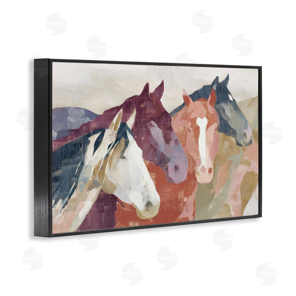Chromatic Storm Studio Calm Horses Abstraction Black Framed Giclee Wall Art Print