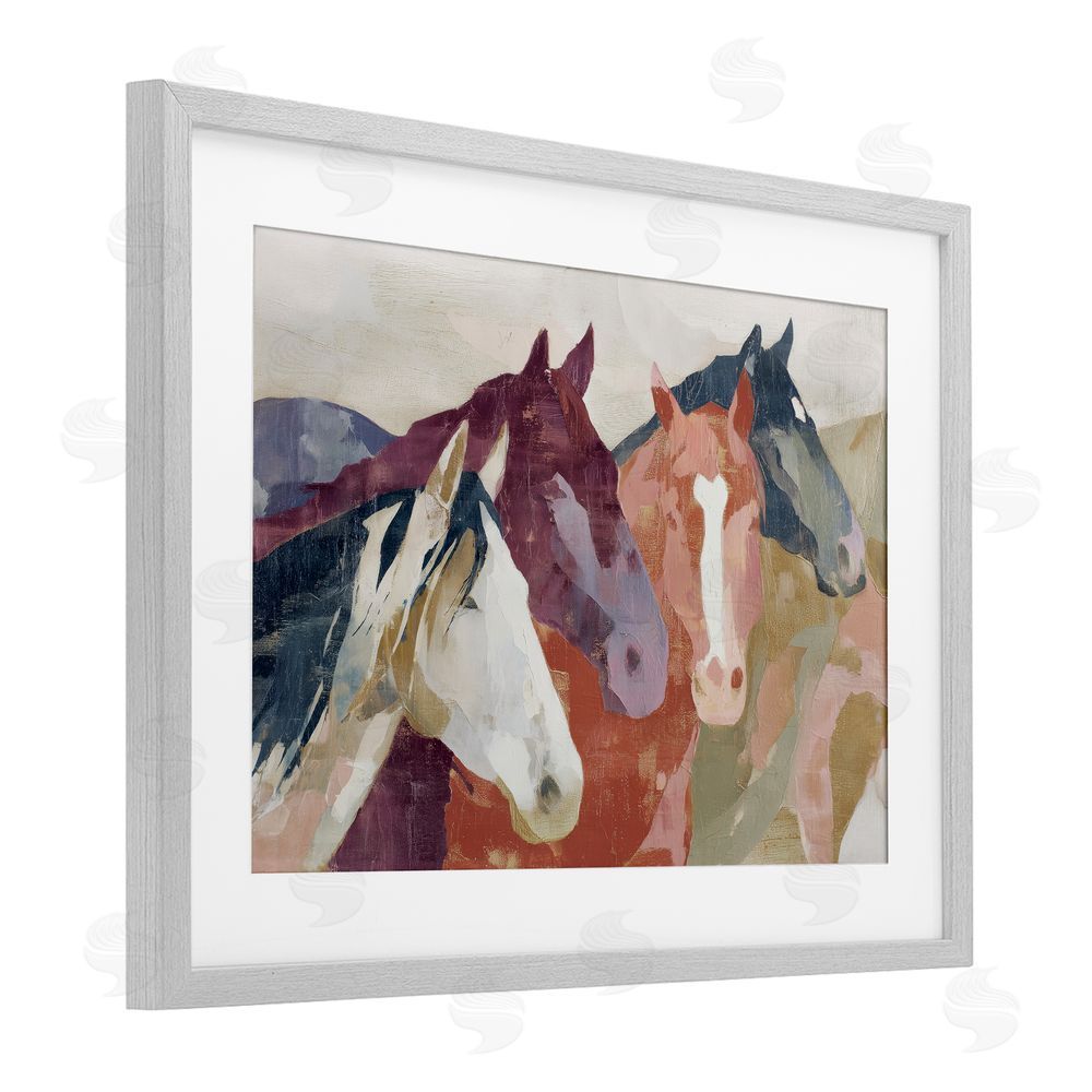 Chromatic Storm Studio Calm Horses Abstraction Gray Framed Print Under Glass with Matting Wall Art