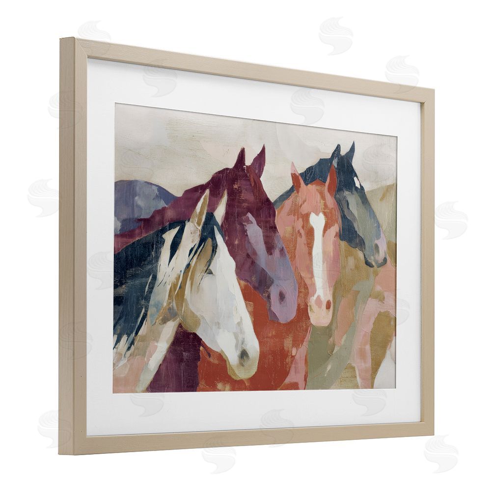 Chromatic Storm Studio Calm Horses Abstraction Brown Framed Print Under Glass with Matting Wall Art