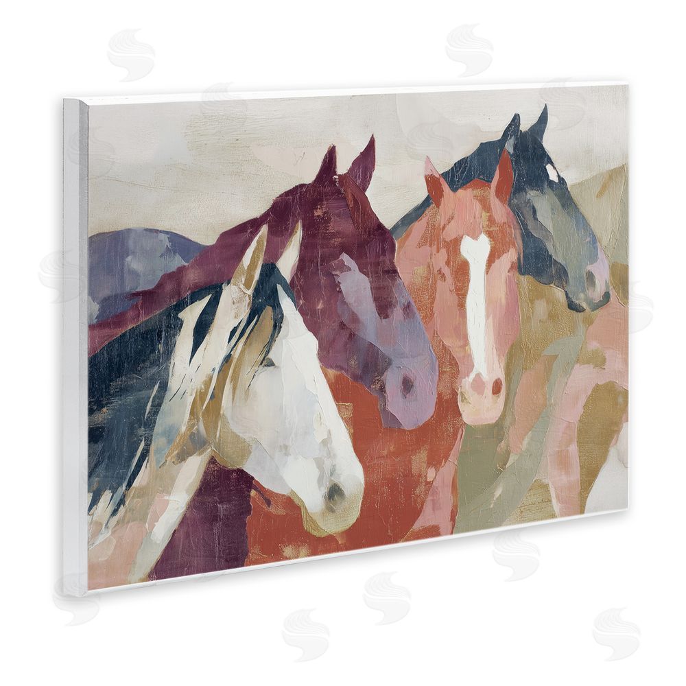 Chromatic Storm Studio Calm Horses Abstraction Wall Plaque Art Print with White Foil Wrap