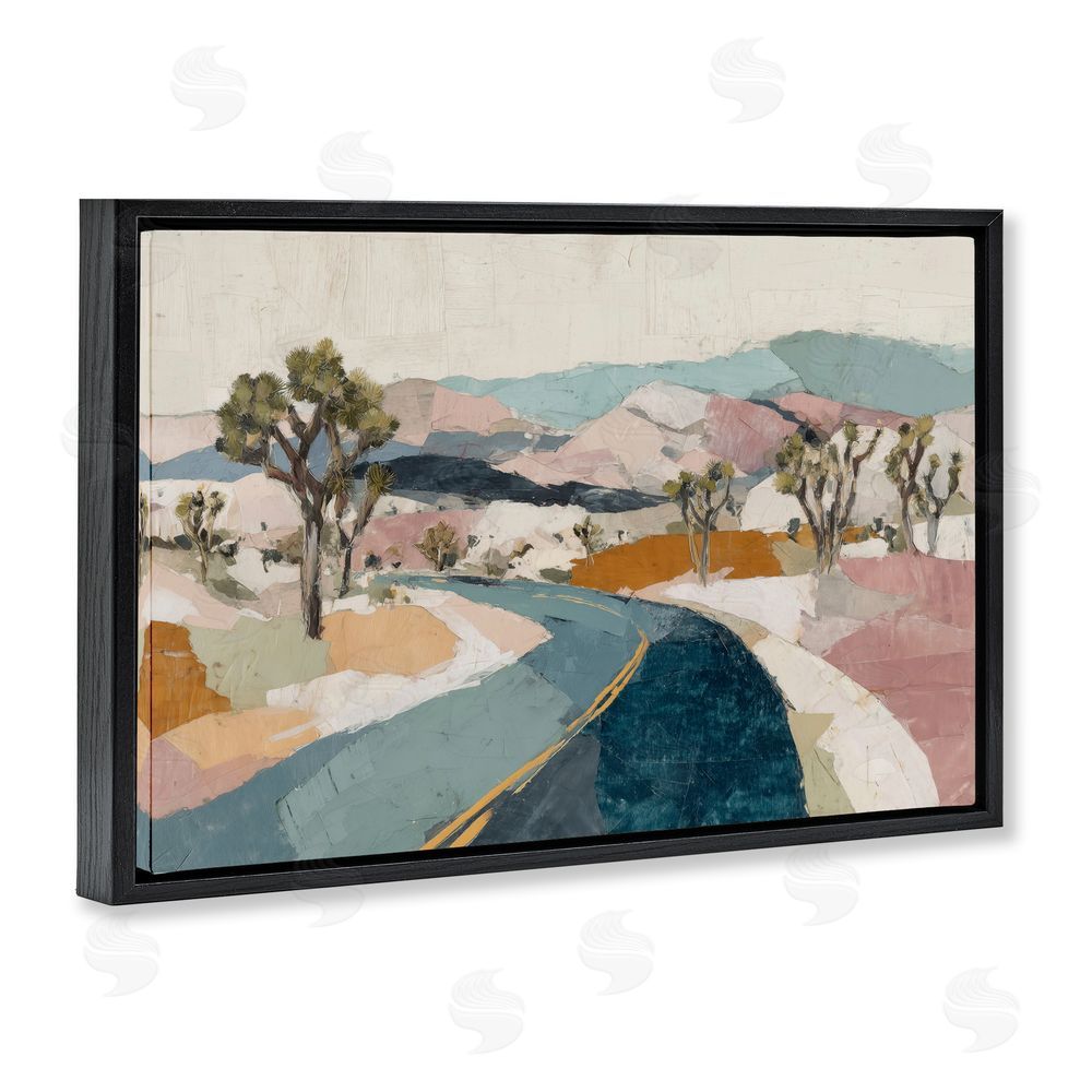 Chromatic Storm Studio Desert Highway Through Joshua Trees Black Floating Frame Canvas Wall Art Print