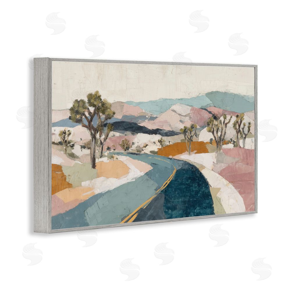 Chromatic Storm Studio Desert Highway Through Joshua Trees Gray Framed Giclee Wall Art Print