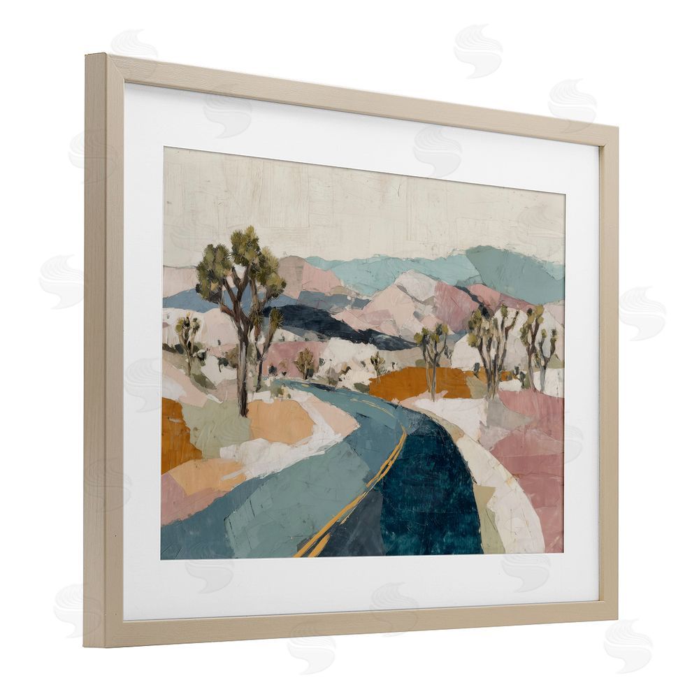 Chromatic Storm Studio Desert Highway Through Joshua Trees Brown Framed Print Under Glass Wall Art
