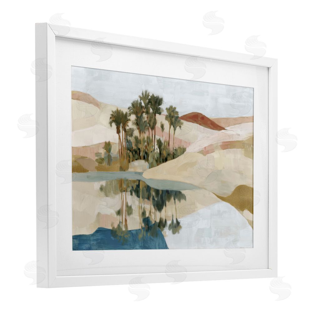 Chromatic Storm Studio Desert Oasis with Palm Reflection White Framed Print Under Glass Wall Art