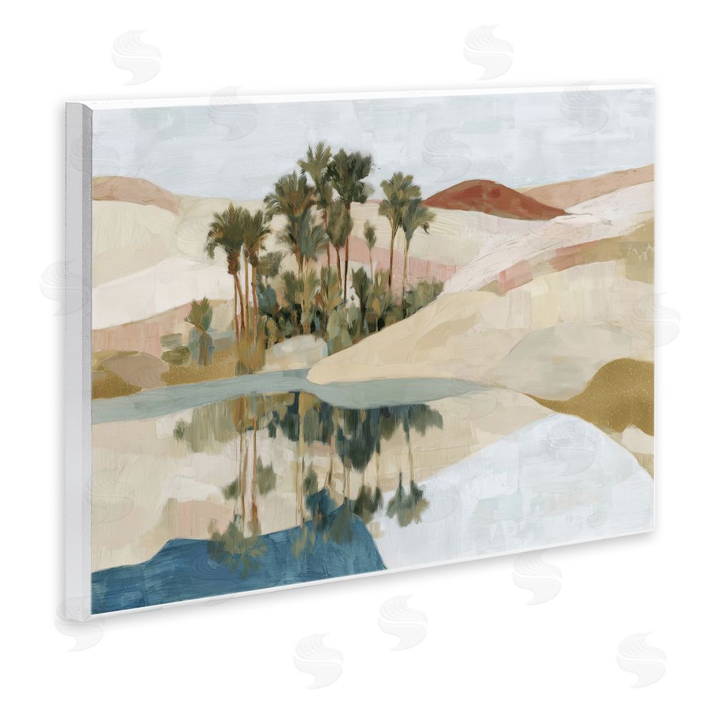 Chromatic Storm Studio Desert Oasis with Palm Reflection Wall Plaque with Fixed Lithograph Print