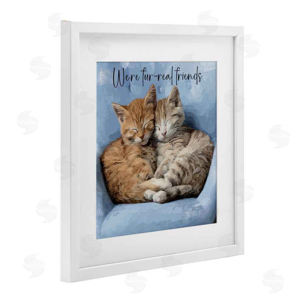 Kim Curinga We're Fur-Real Friends White Framed Print Under Glass with White Mat Wall Art