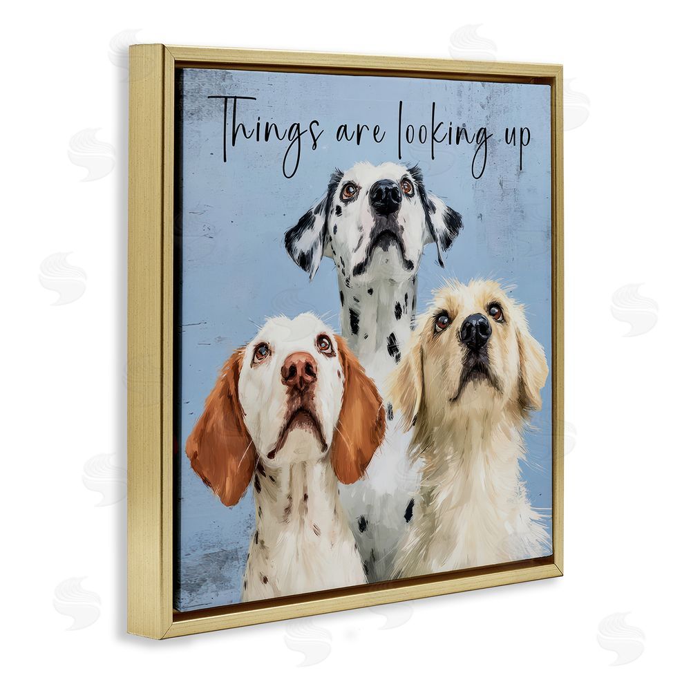 Kim Curinga Things Are Looking Up Gold Floating Framed Canvas Wall Art Print