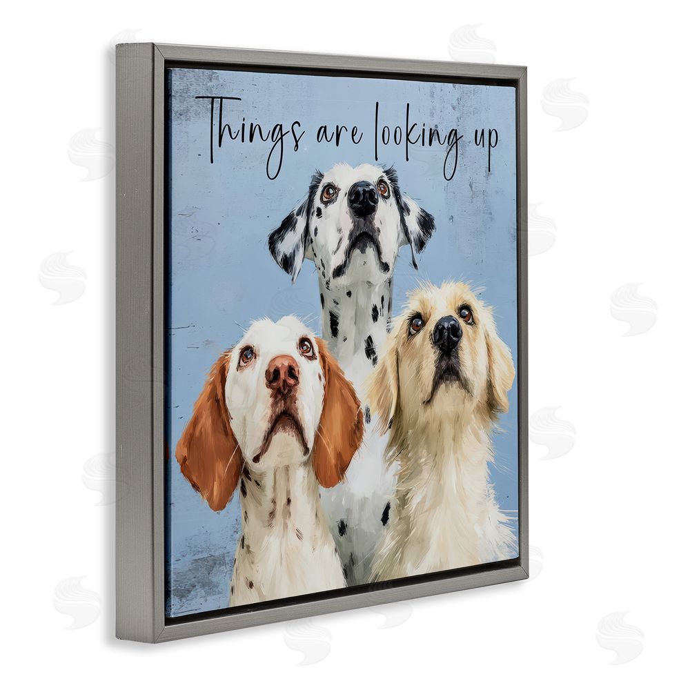 Kim Curinga Things Are Looking Up Gray Floating Framed Canvas Wall Art Print