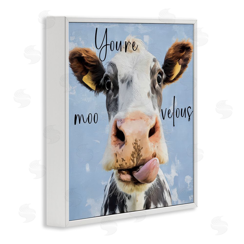 Kim Curinga You're Moo-velous Cow White Framed Giclee Wall Art Print