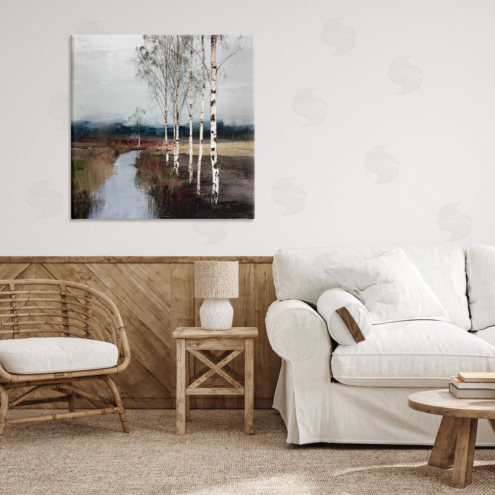 Kim Curinga Birch Creek River Stretched Canvas Wall Art Print in Room