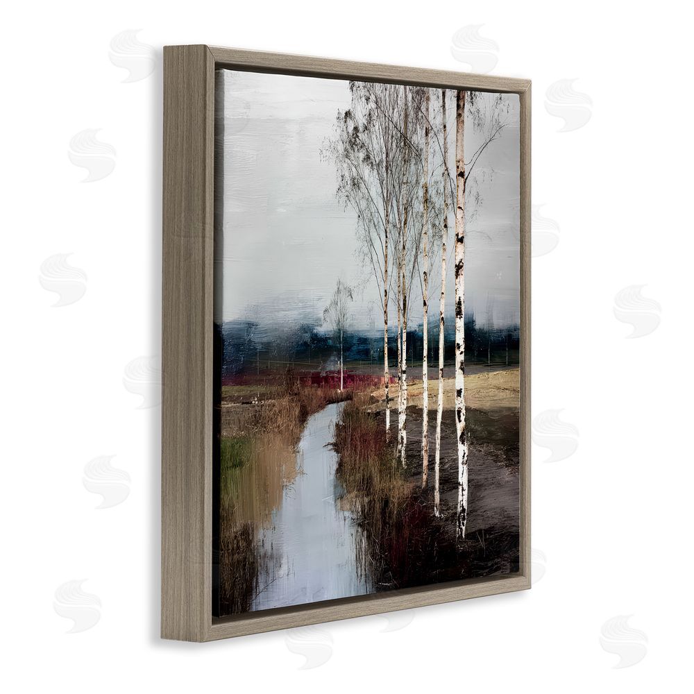 Kim Curinga Birch Creek River Brown Floating Frame Stretched Canvas Wall Art Print