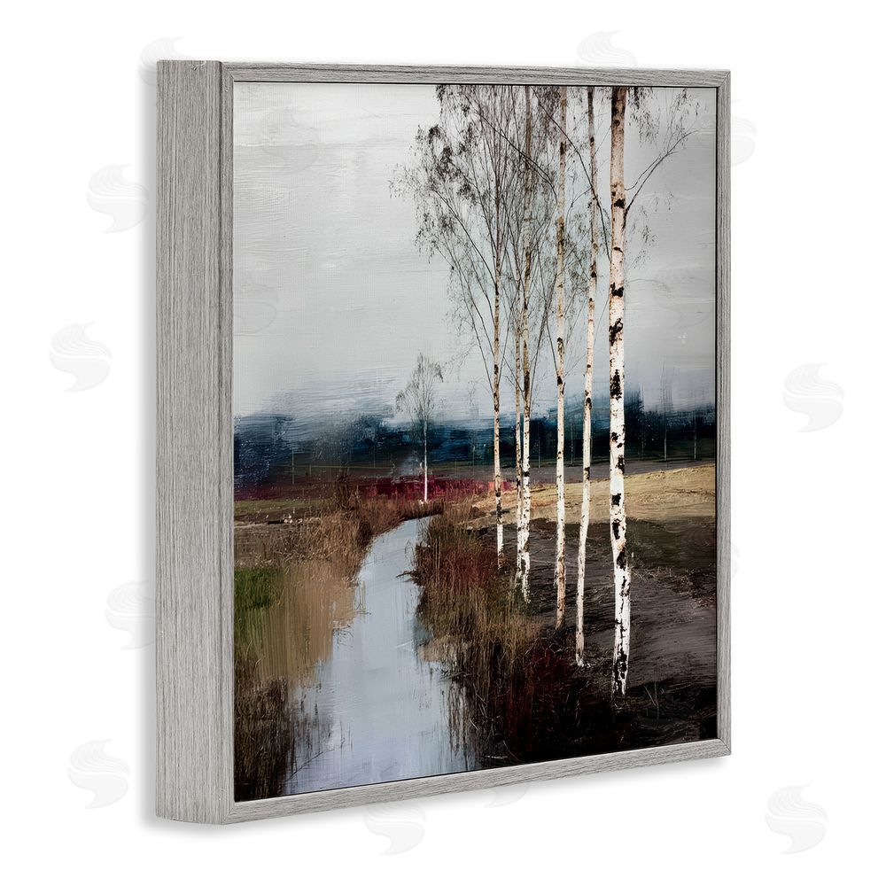 Kim Curinga Birch Creek River Gray Framed Giclee Wall Art Print