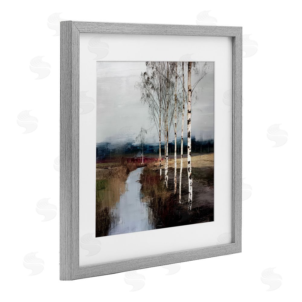 Kim Curinga Birch Creek River Gray Framed Print Under Glass with Matting Wall Art