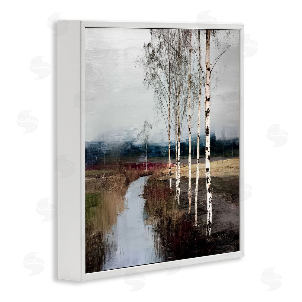 Kim Curinga Birch Creek River White Framed Giclee Wall Art Print