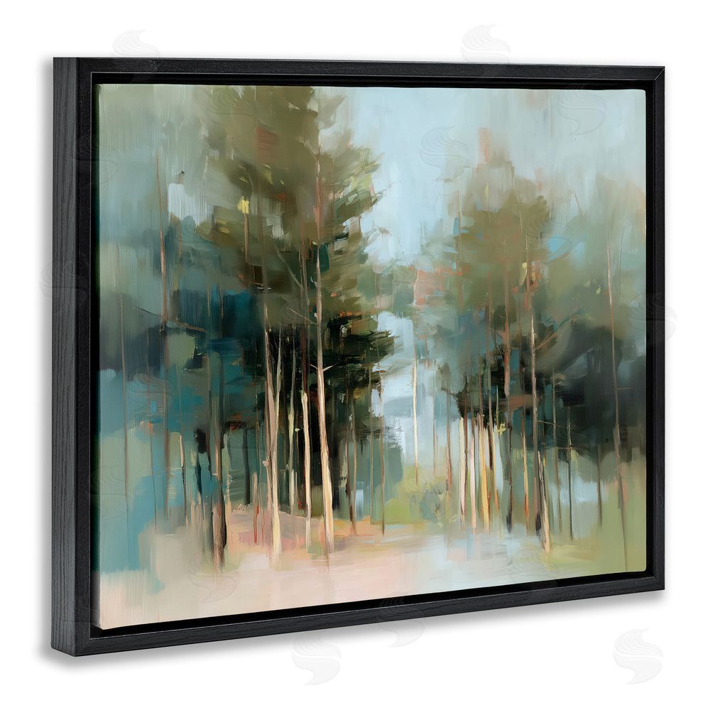 Kim Curinga The Grove Impressionist Forest Black Floating Framed Canvas Wall Art Print