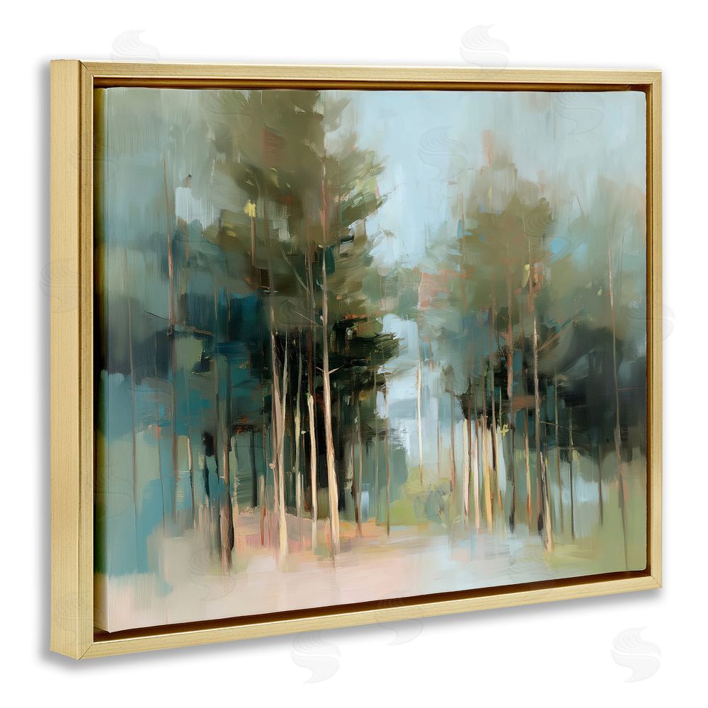 Kim Curinga The Grove Impressionist Forest Gold Floating Framed Canvas Wall Art Print