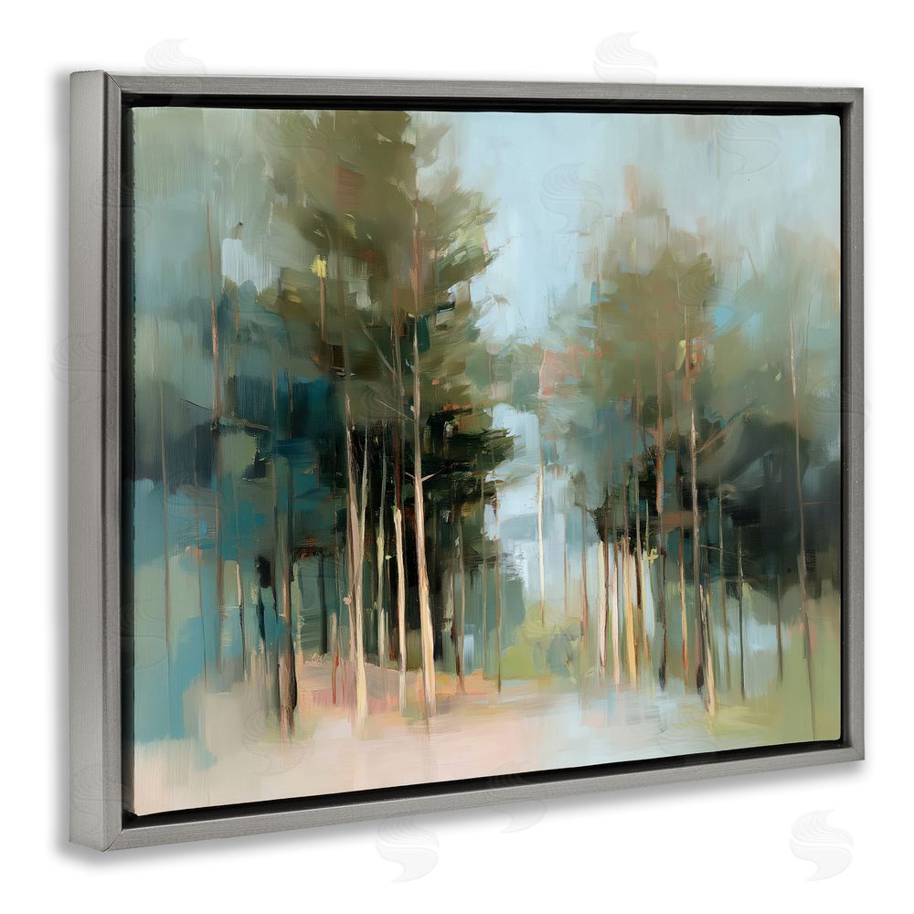 Kim Curinga The Grove Impressionist Forest Gray Floating Framed Canvas Wall Art Print