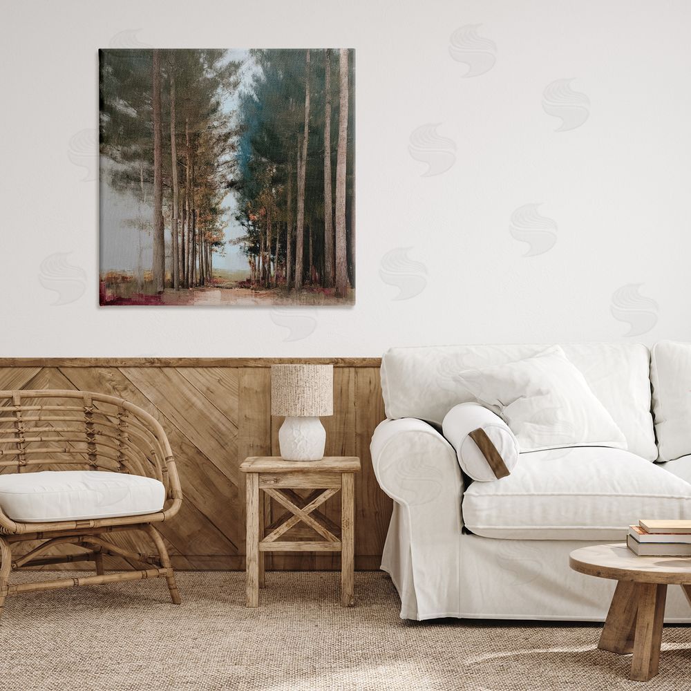 Kim Curinga Tall Trees Pathway Stretched Canvas on Wall