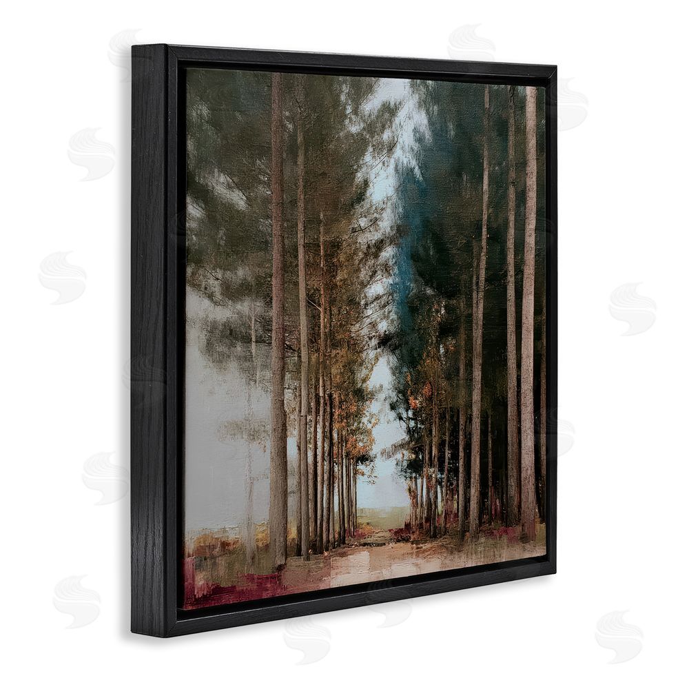 Kim Curinga Tall Trees Pathway Black Floating Framed Canvas Wall Art Print