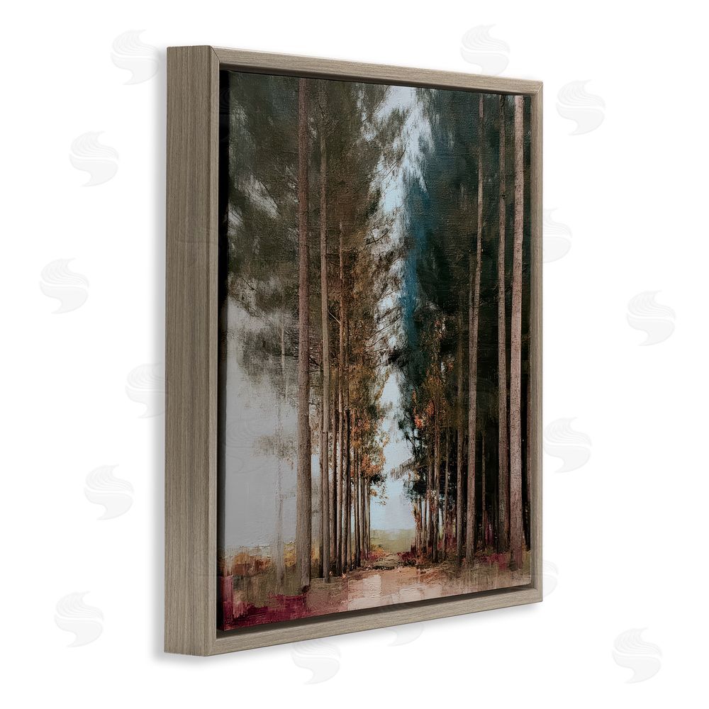Kim Curinga Tall Trees Pathway Brown Floating Framed Canvas Wall Art Print