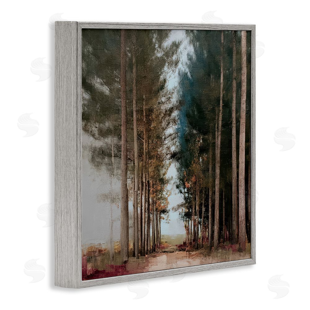 Kim Curinga Tall Trees Pathway Gray Framed Giclee Wall Art Print