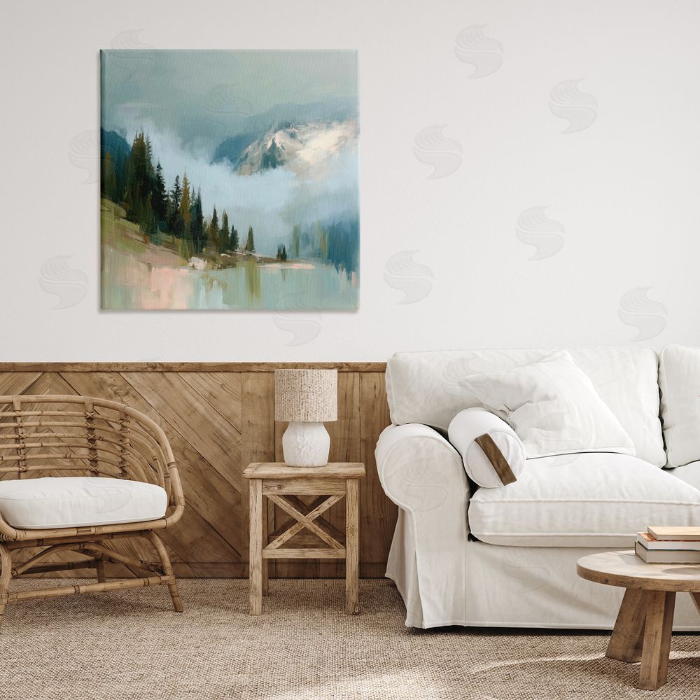 Kim Curinga Fog On The Mountains Stretched Canvas Wall Art in Room