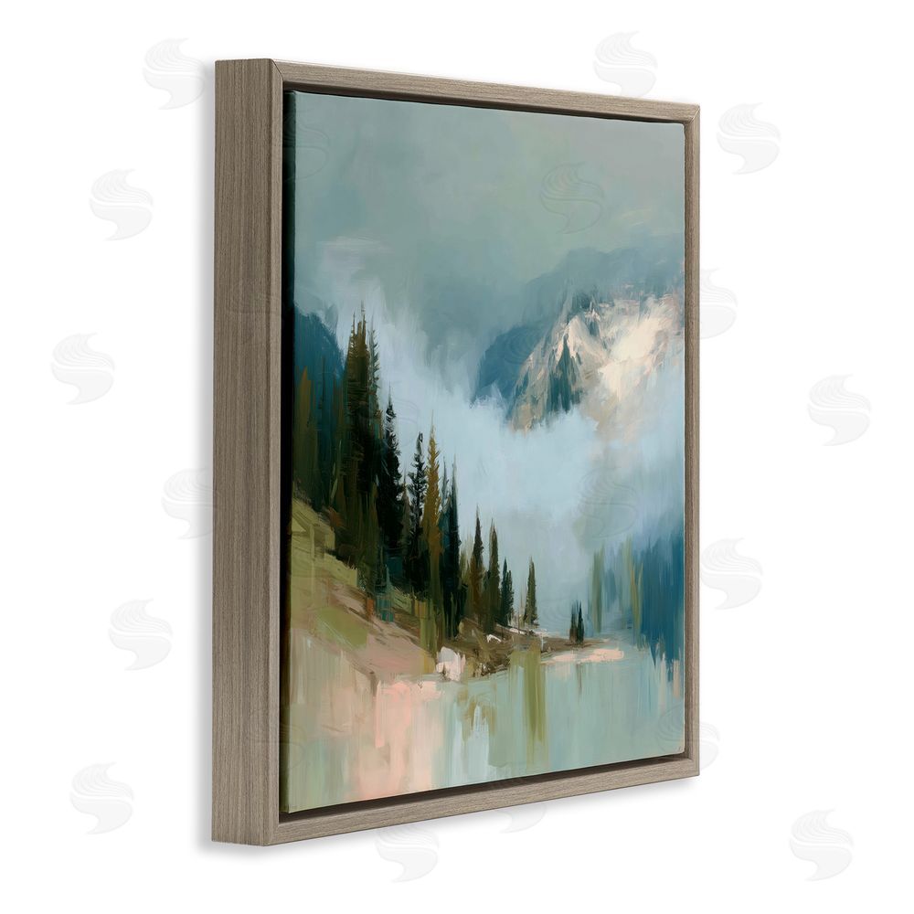 Kim Curinga Fog On The Mountains Brown Floating Framed Canvas Wall Art