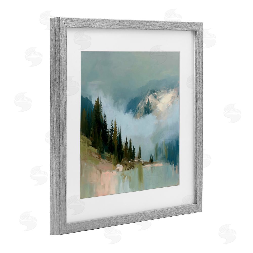 Kim Curinga Fog On The Mountains Gray Framed Print Under Glass Wall Art