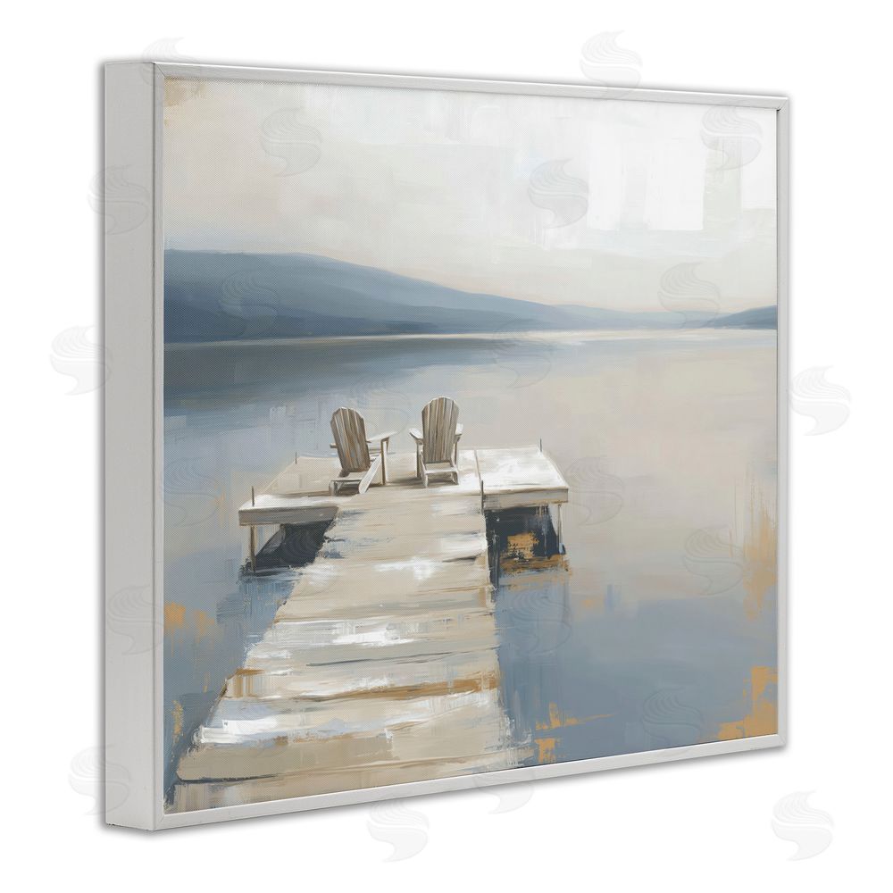 Kim Curinga Adirondack Chairs on Pier White Framed Giclee Wall Art Print