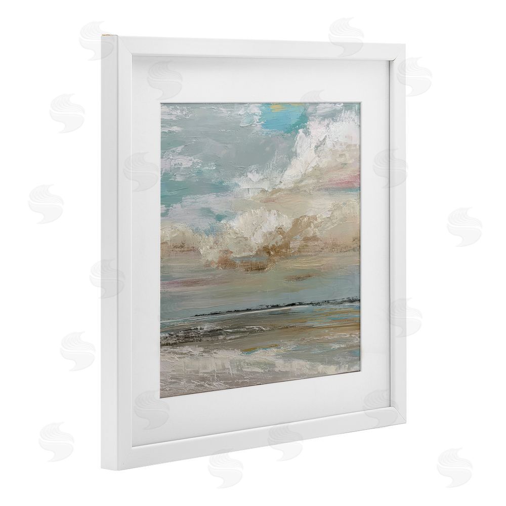 Kim Curinga Cloudy Beach Brushstrokes White Framed Print Under Glass Wall Art