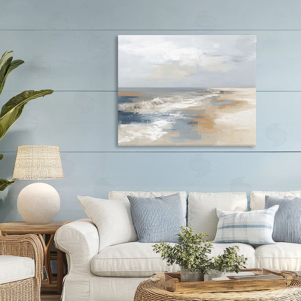 Kim Curinga Tranquil Beach in Neutrals Stretched Canvas on Wall
