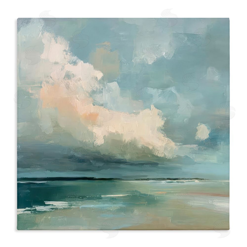 Kim Curinga Stormy Beach with Overhead Clouds Stretched Canvas Wall Art Print
