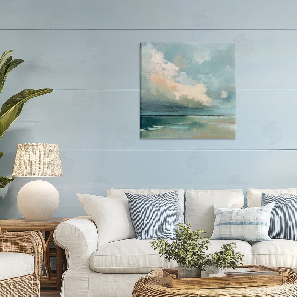 Kim Curinga Stormy Beach with Overhead Clouds Stretched Canvas on Wall